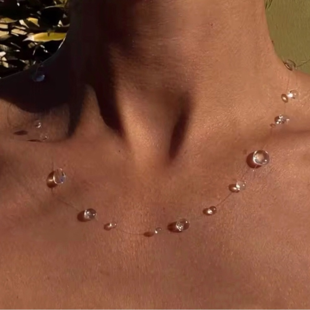Delicate Clear Bubble Raindrop Necklace - Minimalist Women's Jewelry